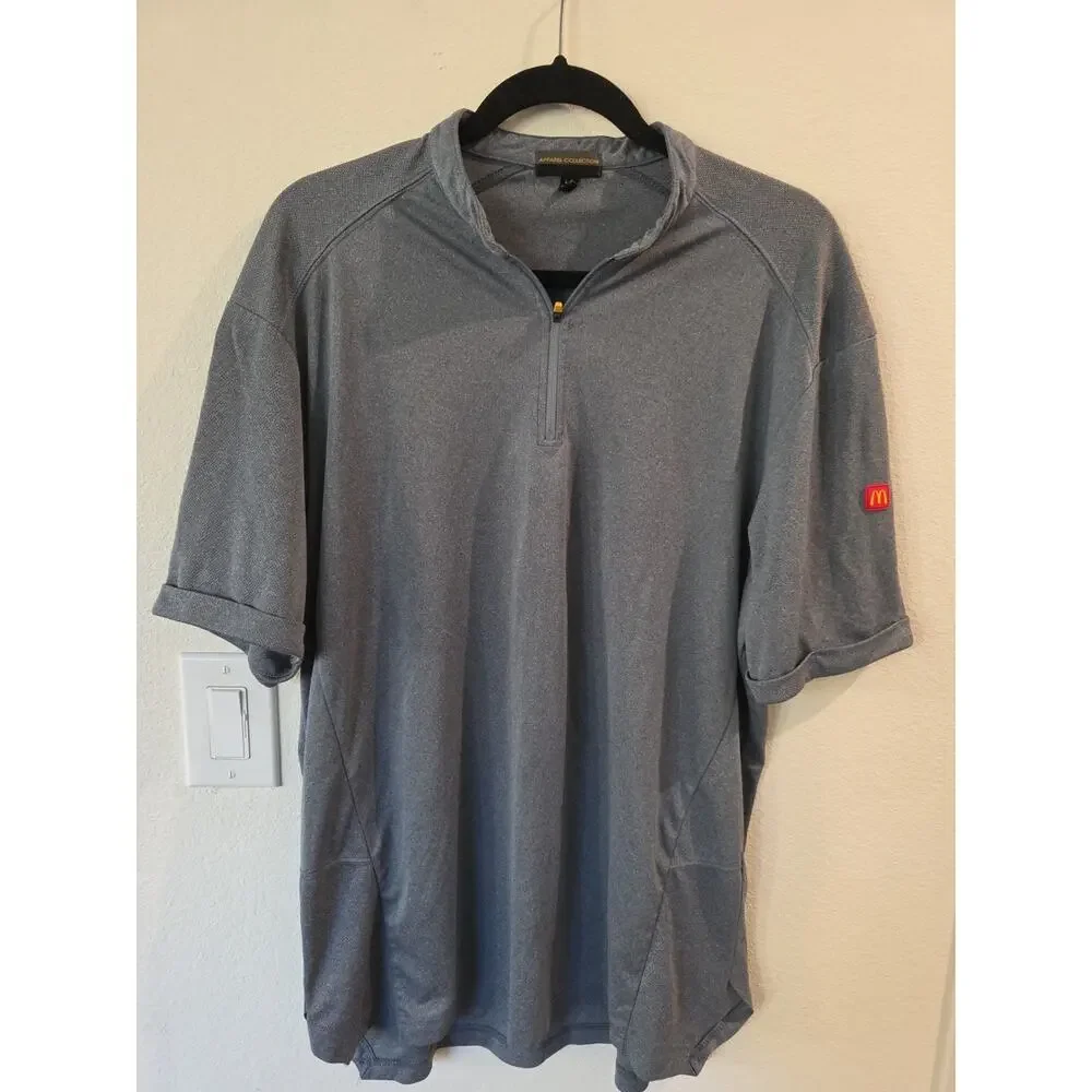 MCDONALDS‎ Gray Polo Shirt Adult Sz LG 1/4 Zip Employee Work Apparel Collection